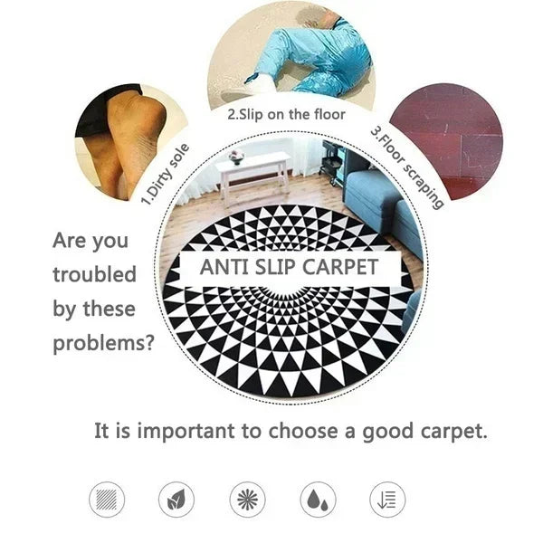 Round Wavy Rug - Abstract Ombré Landscape