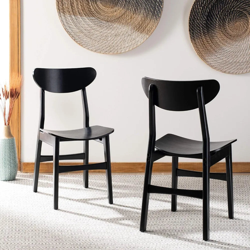 Retro Dining Chairs Set of 2 - Black Wood Finish
