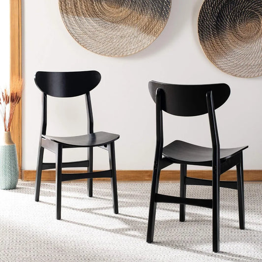 Retro Dining Chairs Set of 2 - Black Wood Finish