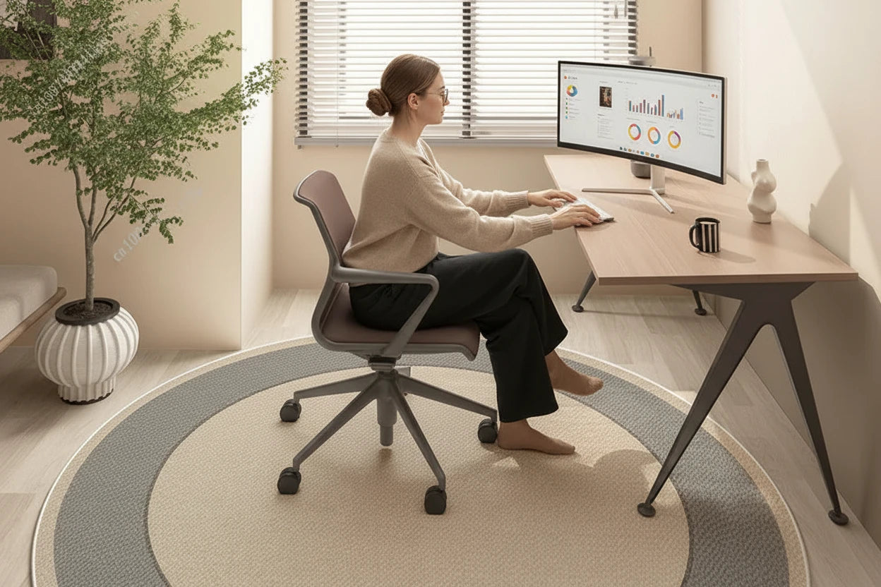 Round Faux Wool Area Rug - Multiple Designs - 60cm or 80cm