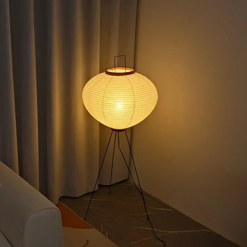 Japanese Minimalist LED Floor Lamp - Nordic Lantern Style