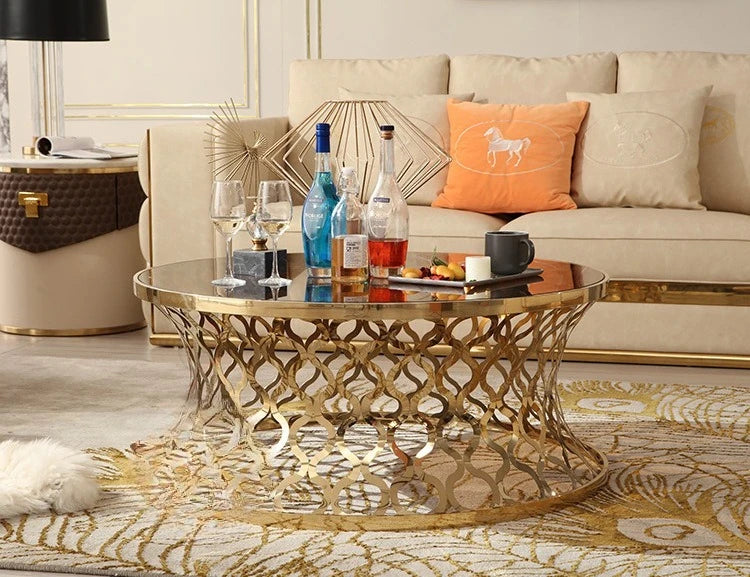 creative corner few gold stainless steel round few mirror edge few sofa side table side cabinet casual small coffee table