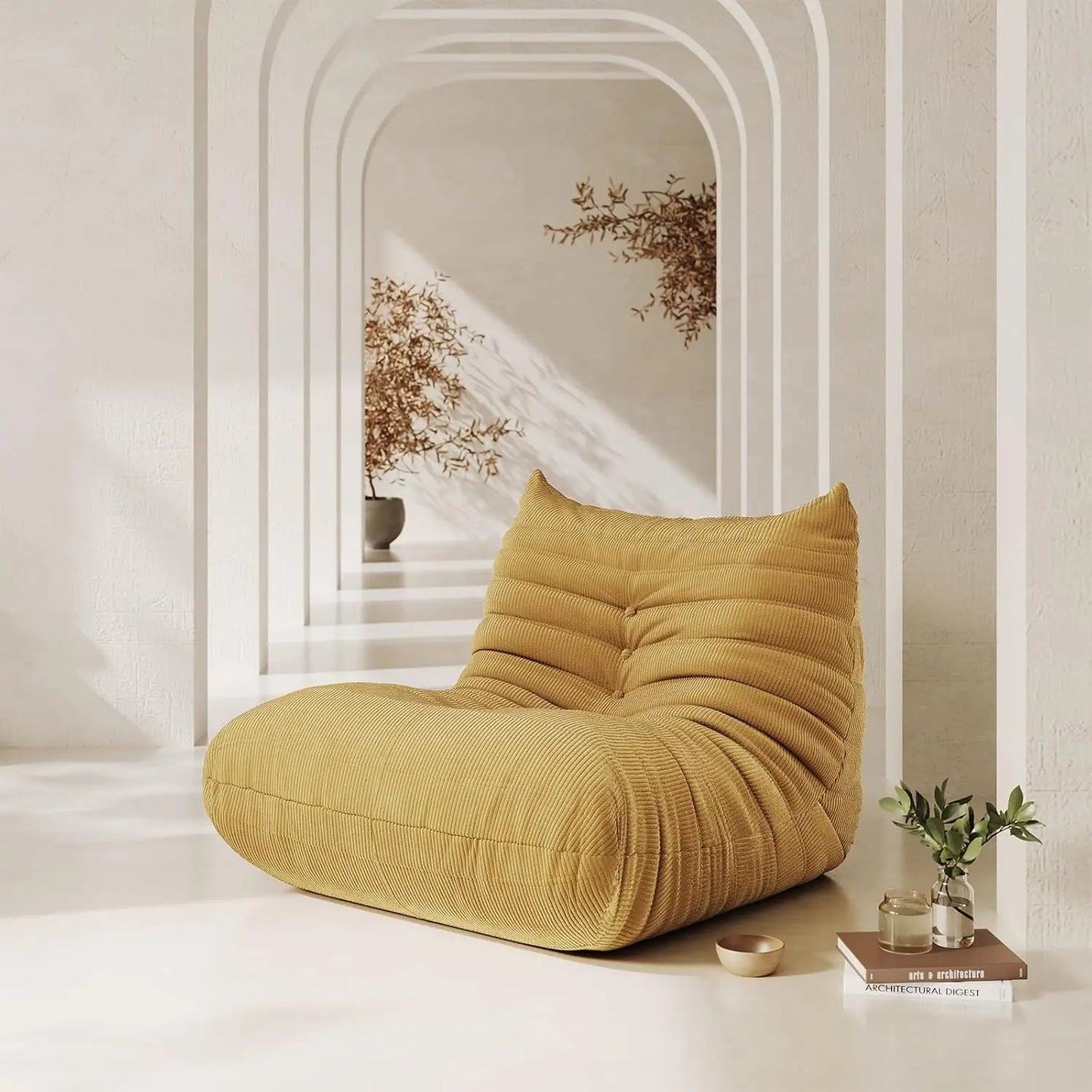 Foam Floor Lazy Couch Bean Bag Chair Sofa Fireside 2 Seat Lounger Couches for Adults Oversize Corduroy Cozy Chair for Home