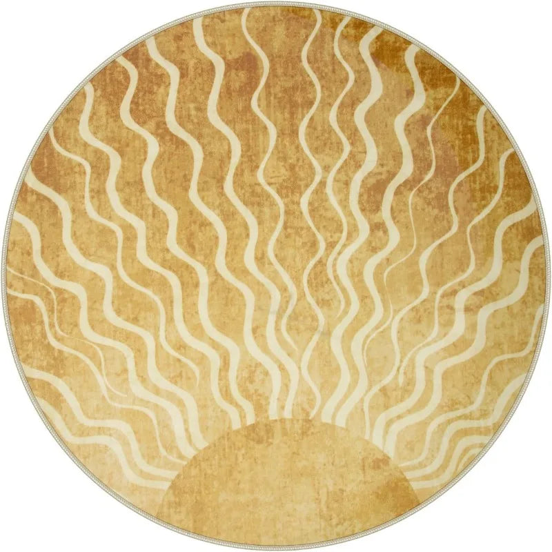 Graphic Sunburst Round Rug - Modern Geometric Design