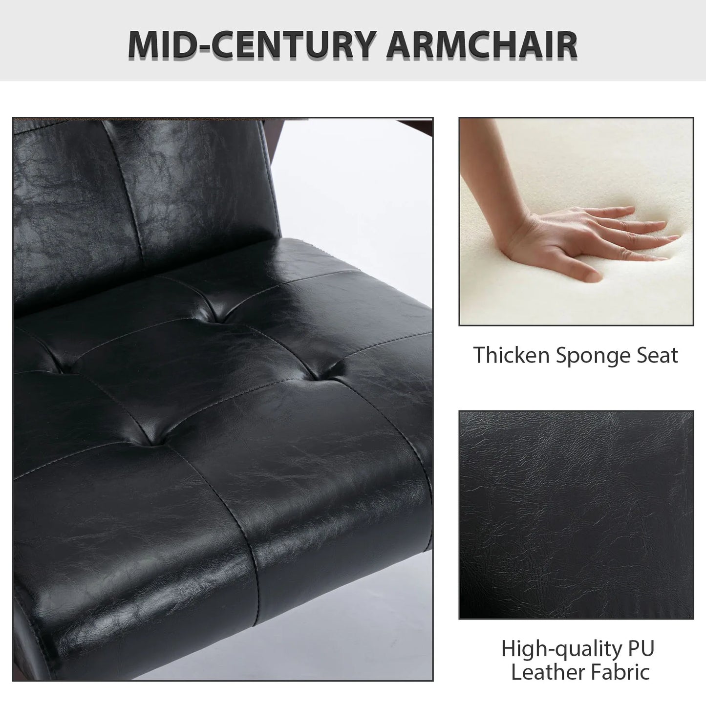 EBELLO PU Leather Reading Armchair Corner Chairs Accent Chair for Living Room Bedroom