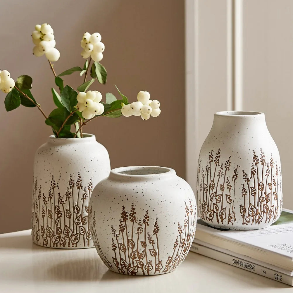 Countryside Ceramic Lavender Vase - Small Decorative Flower Vase