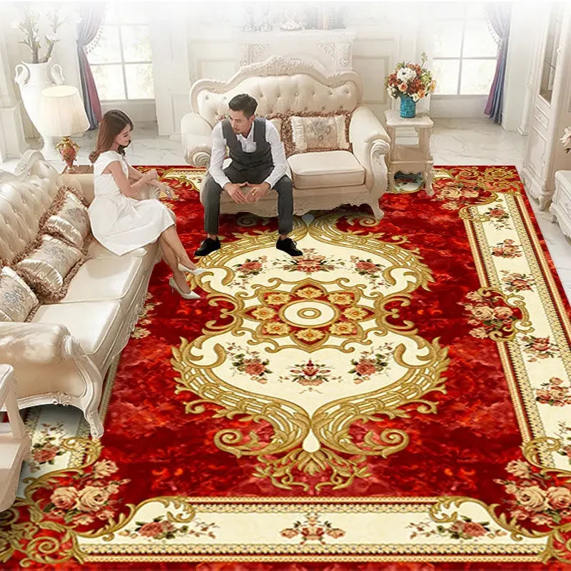 Traditional Floral Medallion Rug – Ornate Persian-Style Carpet for Living Room