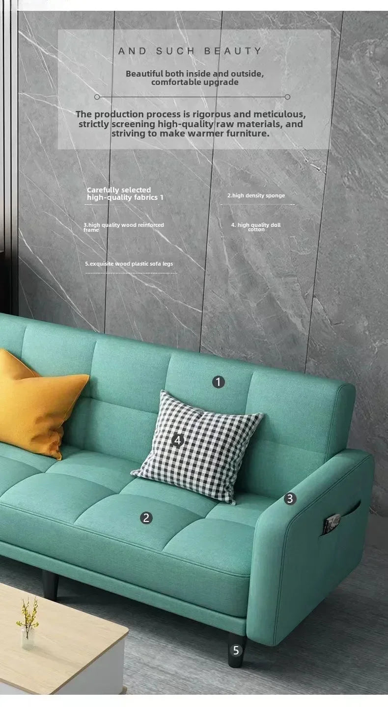Sofa living room Small apartment rental room Folding sofa bed Single double bedroom Simple modern apartment Fabric sofa