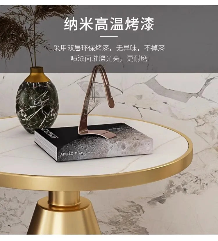 High Quality Golden Stainless Steel Round Small Side Coffee Table for Cafe Living Room