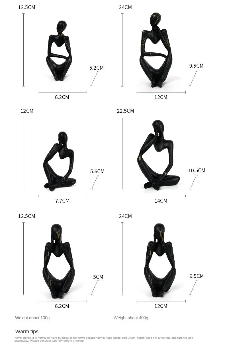 Resin Thinker Statue - Colourful Abstract Sculpture | Modern Home Decor