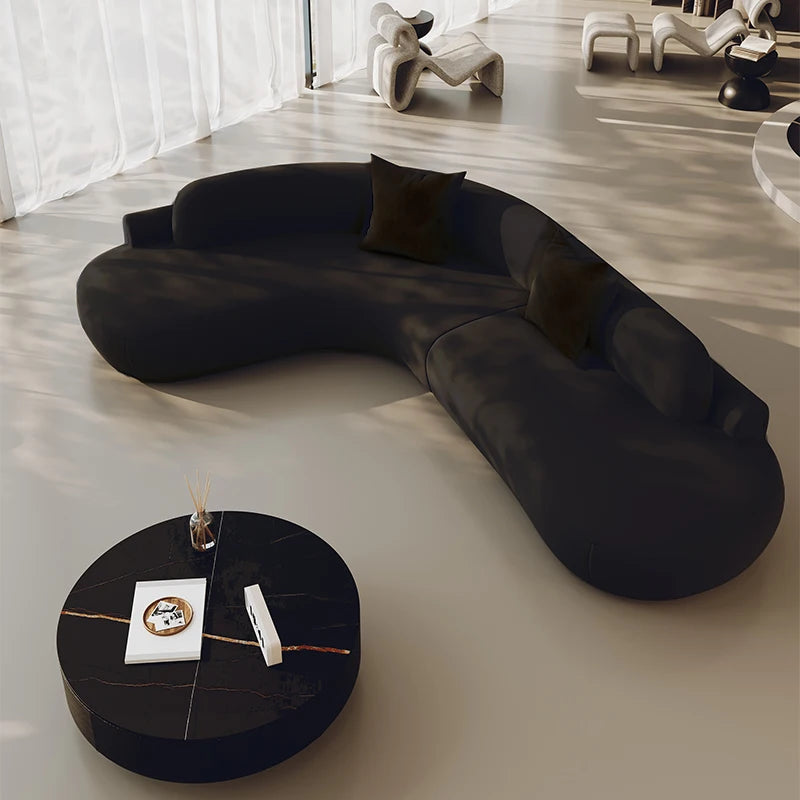 Curved Sectional Sofa - Organic Shape - Matte Velvet - Multiple Sizes