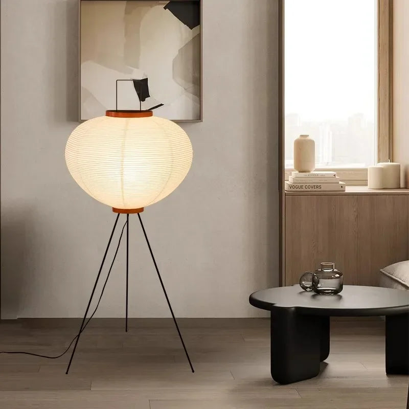 Japanese Minimalist LED Floor Lamp - Nordic Lantern Style