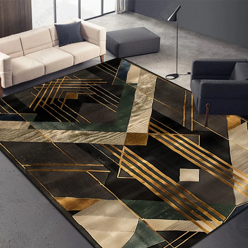 Nordic Abstract Geometric Rug – Washable Living Room Carpet