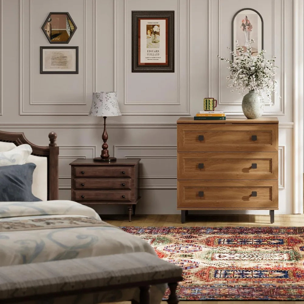 Modern Drawer Dresser for Bedroom with 3 Drawers,Chest of Drawers with Organizer Storage for Bed Room,Livingroom Hallway