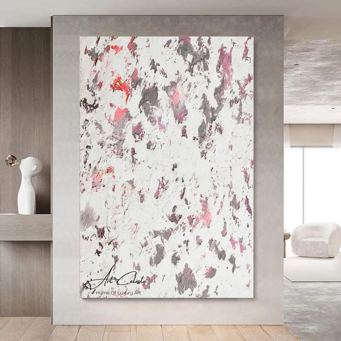 Large Modern White Textured Wall Art Painting Abstract Canvas Wall Orange Painting Handmade painting for Home Bedroom Wall Decor