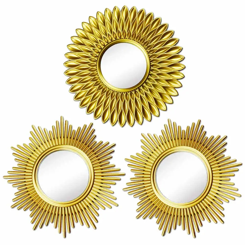 Sunburst Wall Mirror - Round Decorative Gold or Silver - Boho Decor