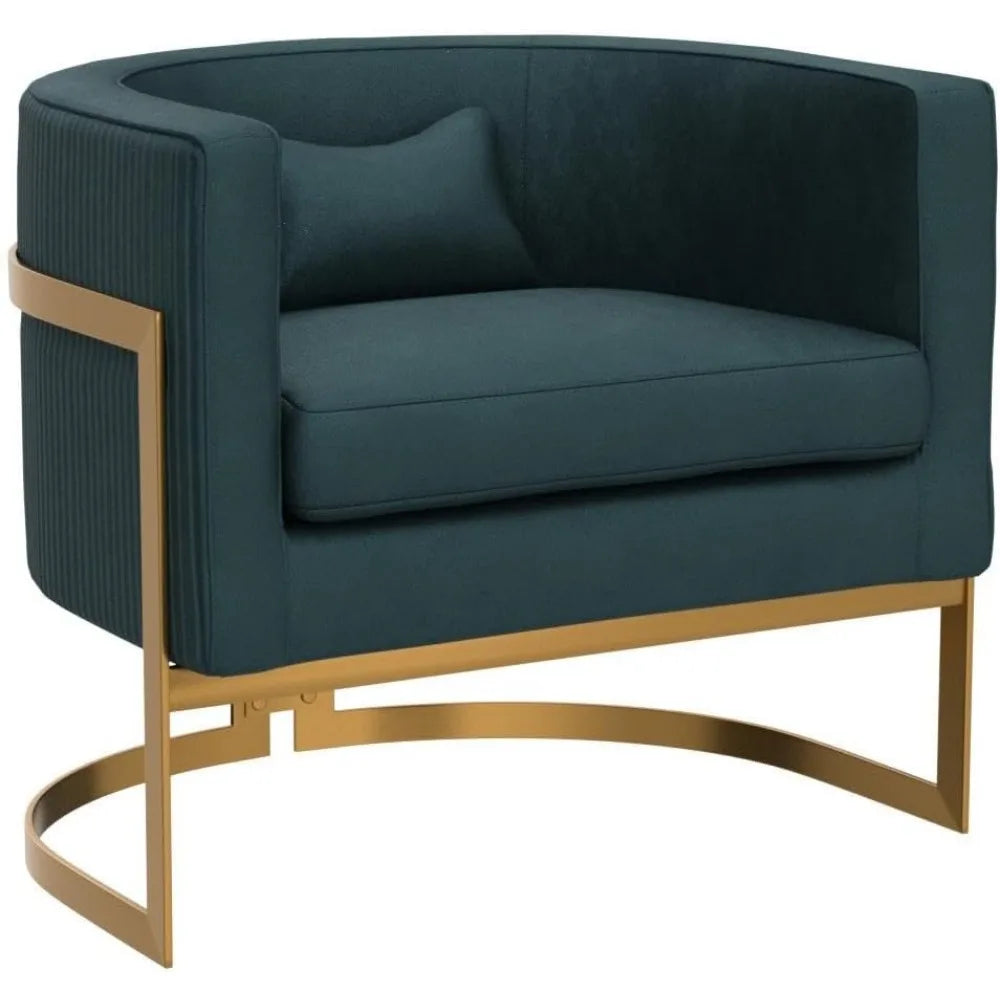 Velvet Accent Chair, Modern Upholstered Arm Chair for Living Room Bedroom Sofa Side Chair Velvet Barrel Chair with Gold Legs Lak