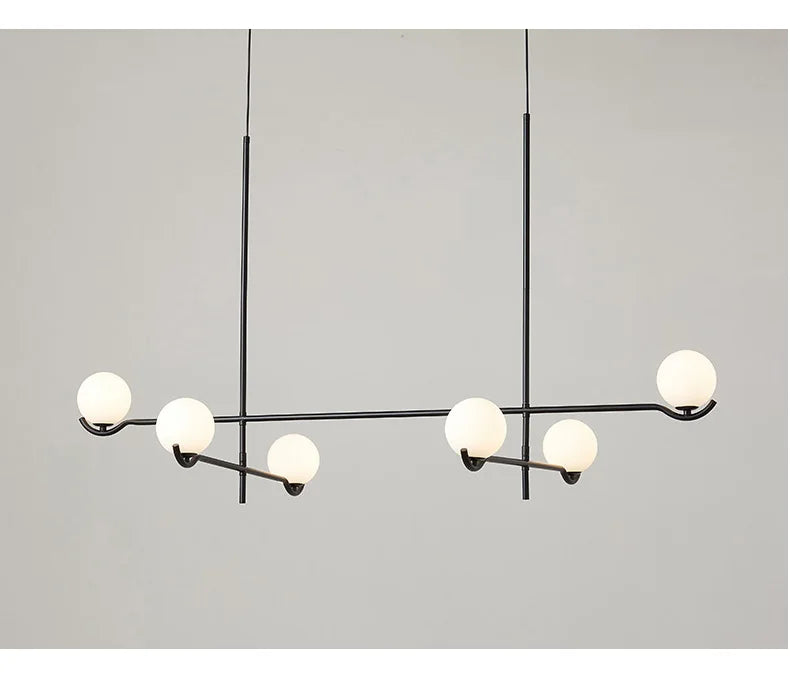 Chandelier: Modern Branching Globe Light in Black - 6 Lights