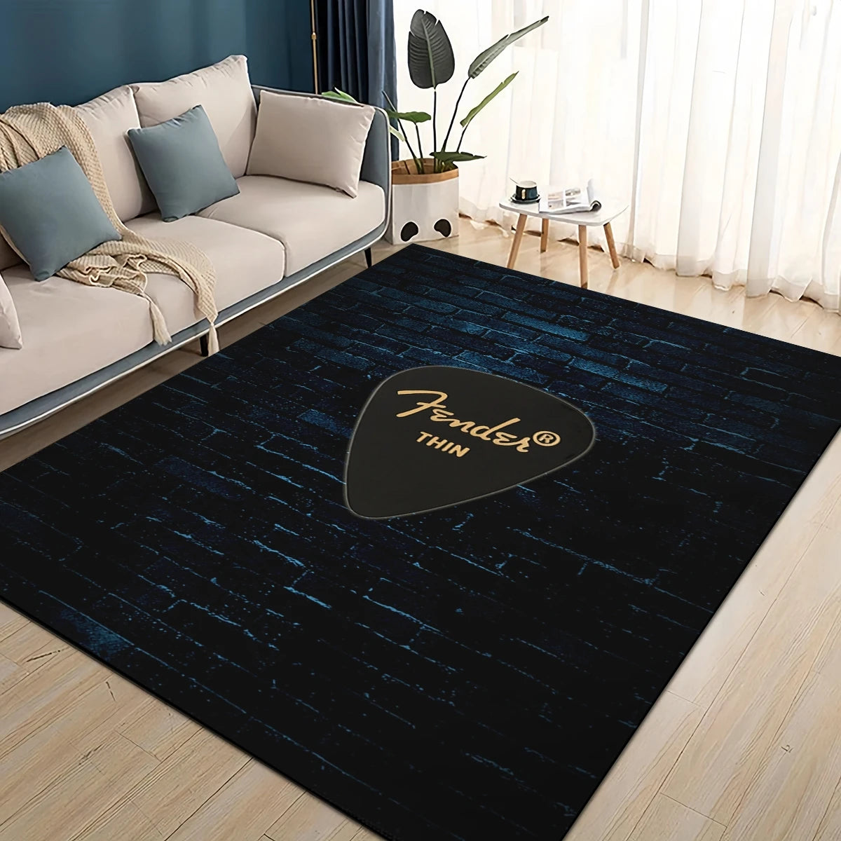 3D Retro Fender logo Guitar Instruments Music Carpet Rug for Living Room Bedroom Home Sofa Decoration,kids Non-slip Floor Mat