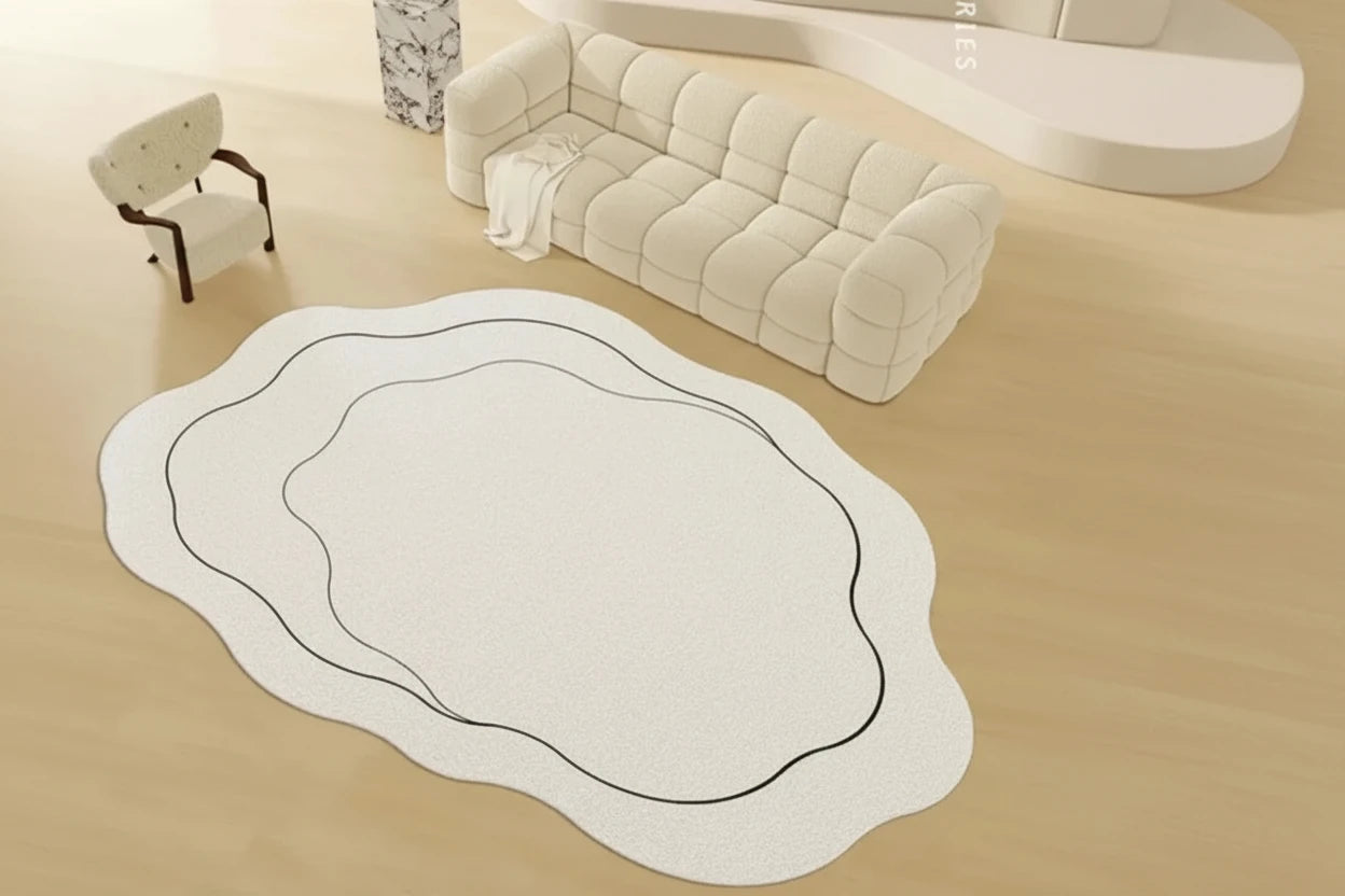 Minimalist Linear Rug - Modern Abstract Irregular Carpet