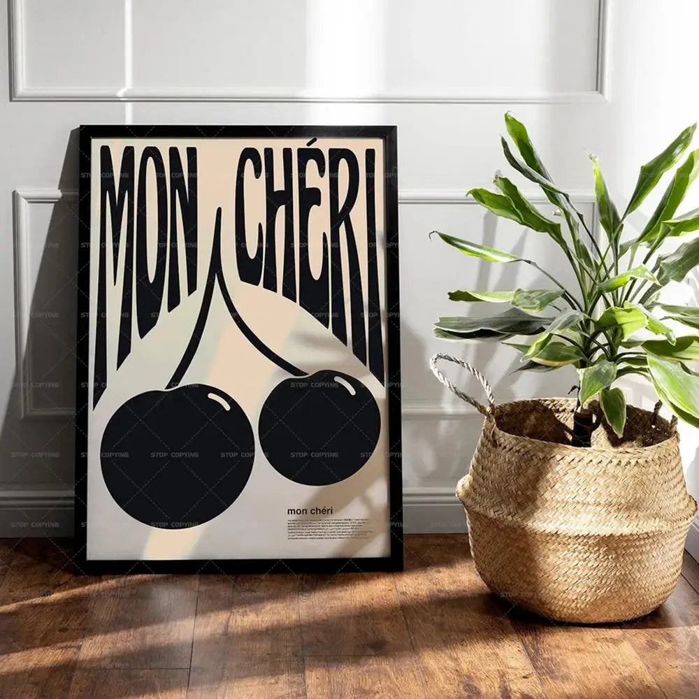 Retro Mon Cheri Canvas Wall Art Painting Poster for Living Bedroom ,Hallway etc