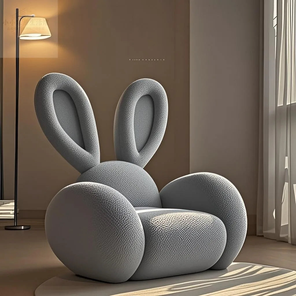 Cream Wind Creative Rabbit Fabric Sofas Living Room Single Sofa Furniture Couch Armchair White Pink Grey 1 Person Sofa luxury
