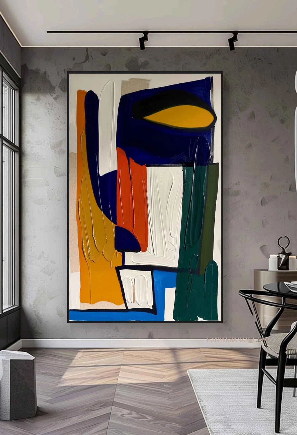 Large Colorful Abstract Canvas Painting - Textured Wall Art