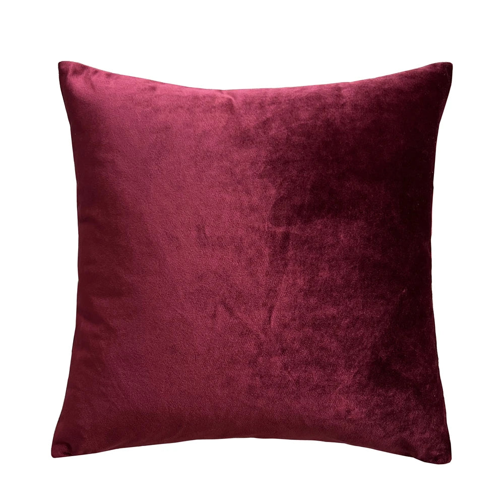 Contemorary Home Decorative Pillow Case Knit Velvet Burgundy Red Soft Plain Cushion Cover 45x45cm 1 Piece Pack