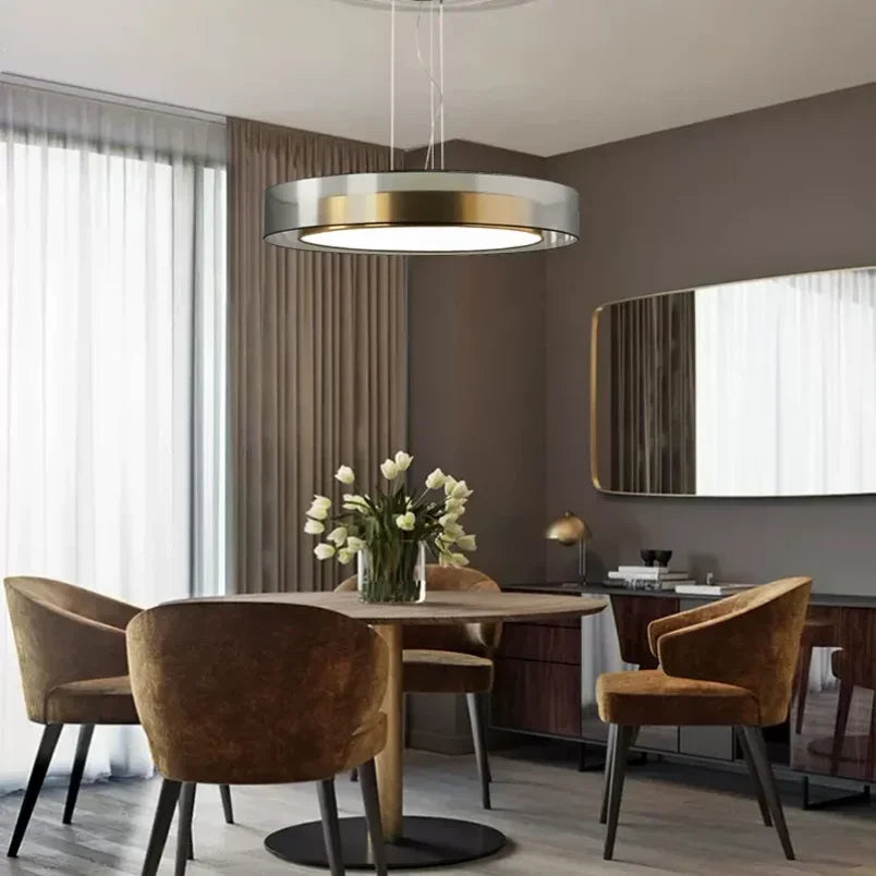 Pendant Light: Modern Circular Ring LED in Gold & White for Dining & Living Room