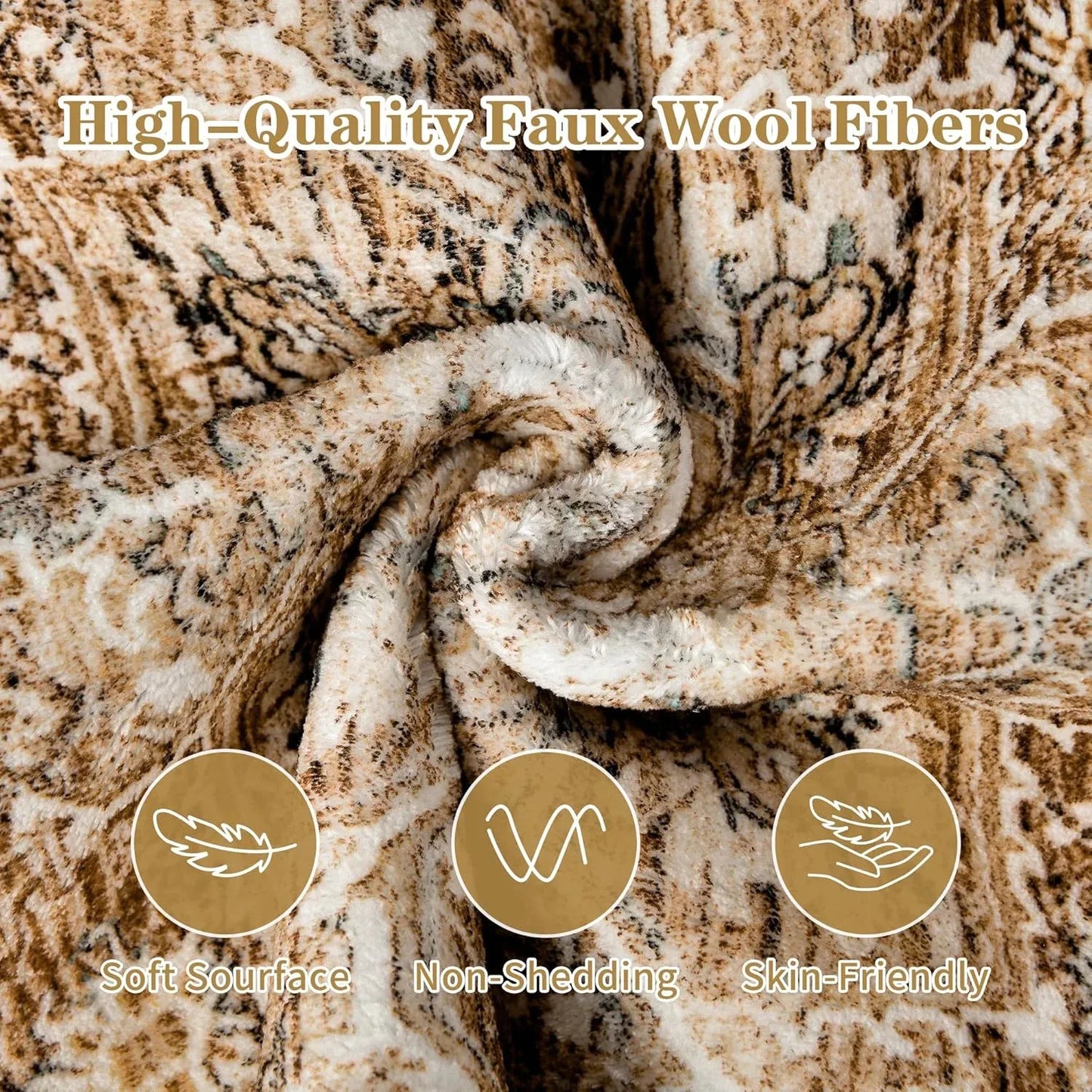 Vintage Persian Rug - Faux Cashmere Area Carpet