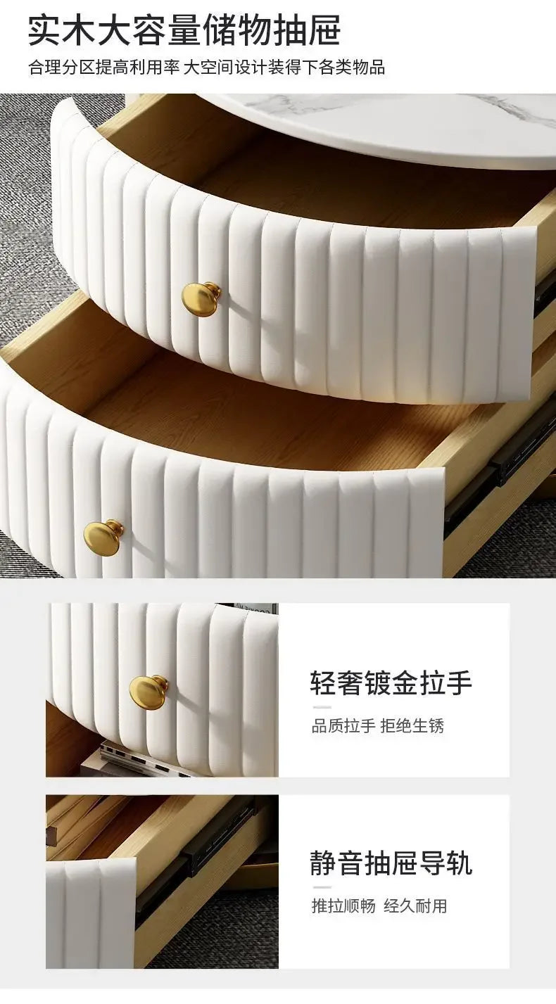 2pcs Light Luxury Rock Plate Tea Coffee Tables Minimalist Modern Scalable Center Tables Sofa Side Table Living Room Furniture