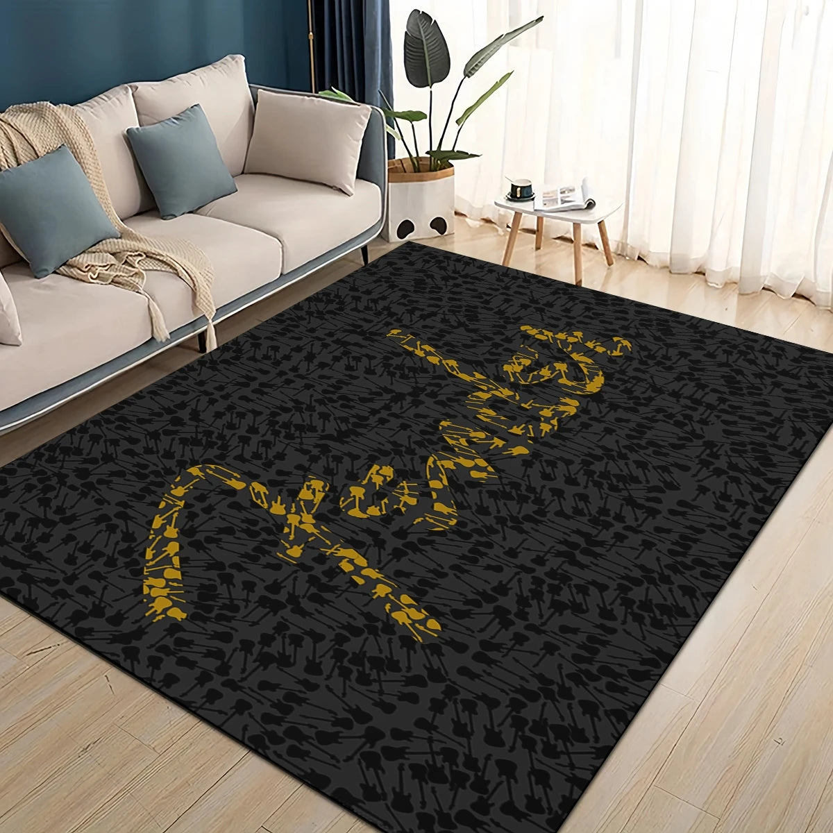 3D Retro Fender logo Guitar Instruments Music Carpet Rug for Living Room Bedroom Home Sofa Decoration,kids Non-slip Floor Mat