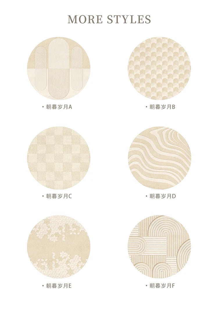 Geometric Round Rug - Modern Textured Living Room Carpet