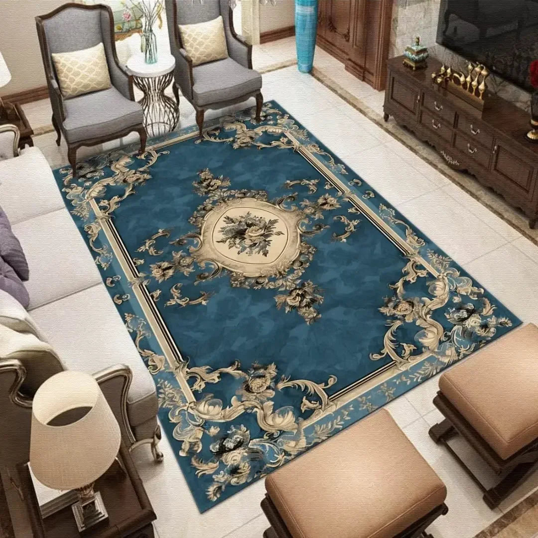 Traditional Floral Medallion Rug – Ornate Persian-Style Carpet for Living Room