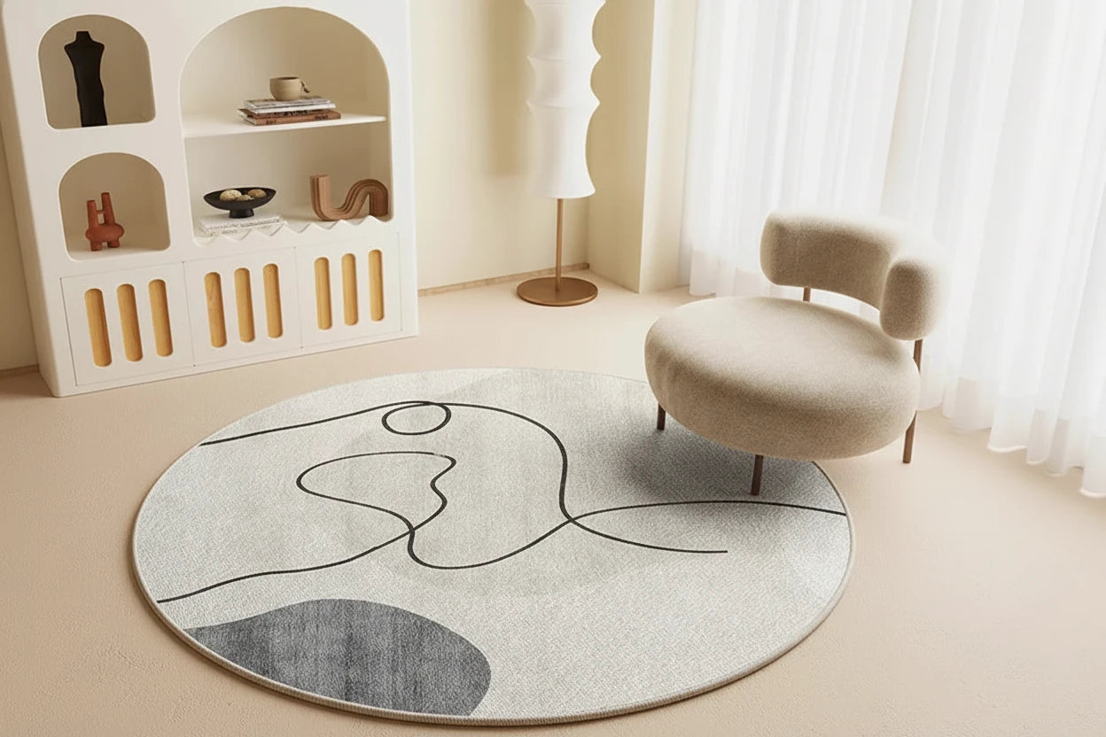 Round Faux Wool Area Rug - Multiple Designs - 60cm or 80cm