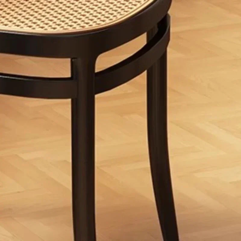 Black Rattan Dining Chair with Natural Cane Webbing and Cushion