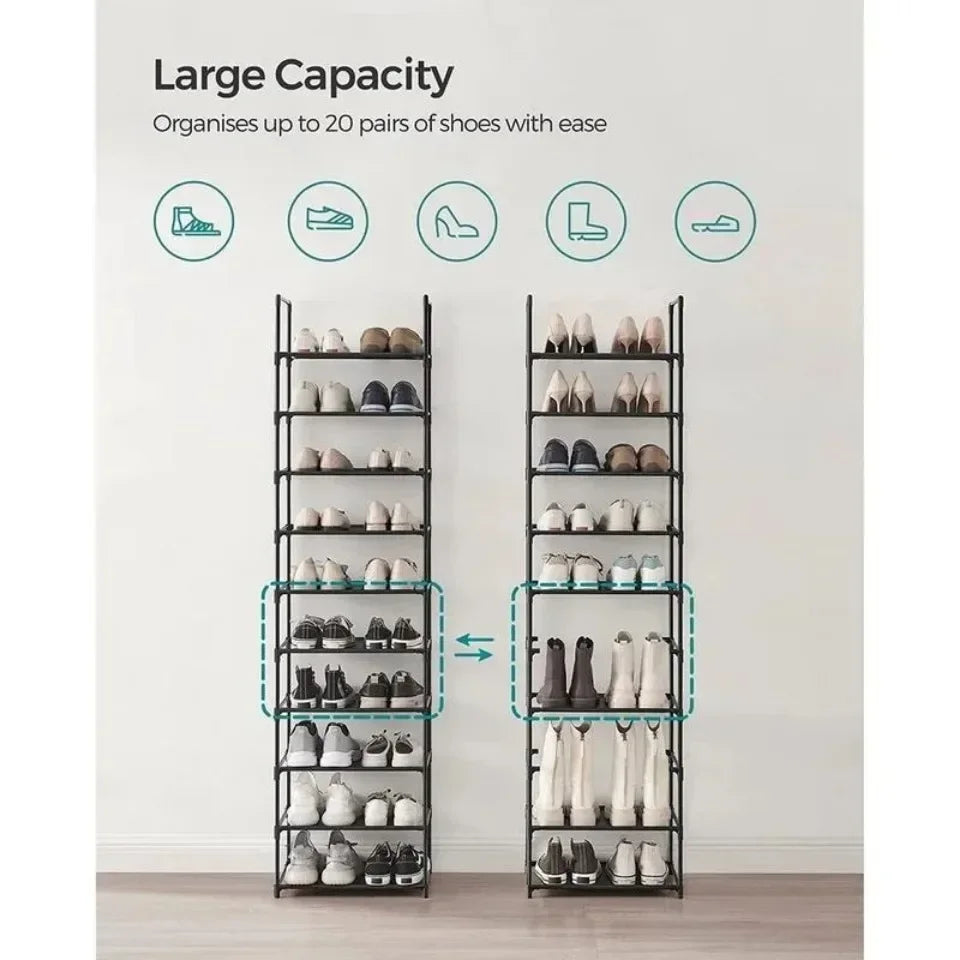 10-Tier Shoe Storage Cabinet - Multi-Layer Standing Rack