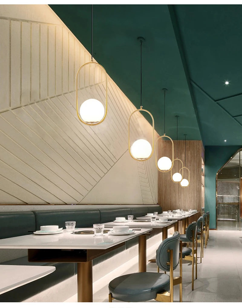 Nordic Glass Ball Pendant Lights Brass Black Hanging Lamp Modern Living Room Dining Bedroom Decor Ceiling Lighting Fixture House