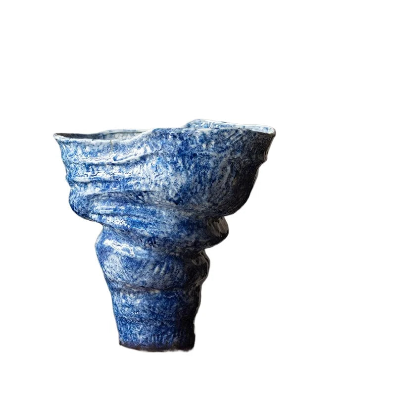 Wabi Sabi Handmade Ceramic Vase  Jingdezhen SeashellShaped Zen Decor Sculptural Art Pot for Home & Hotel Decor