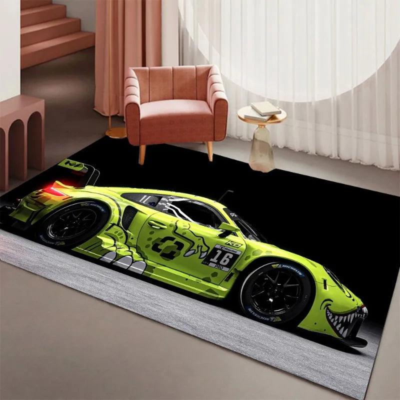 Racing Car Rug - 3D Print Non-Slip Floor Mat
