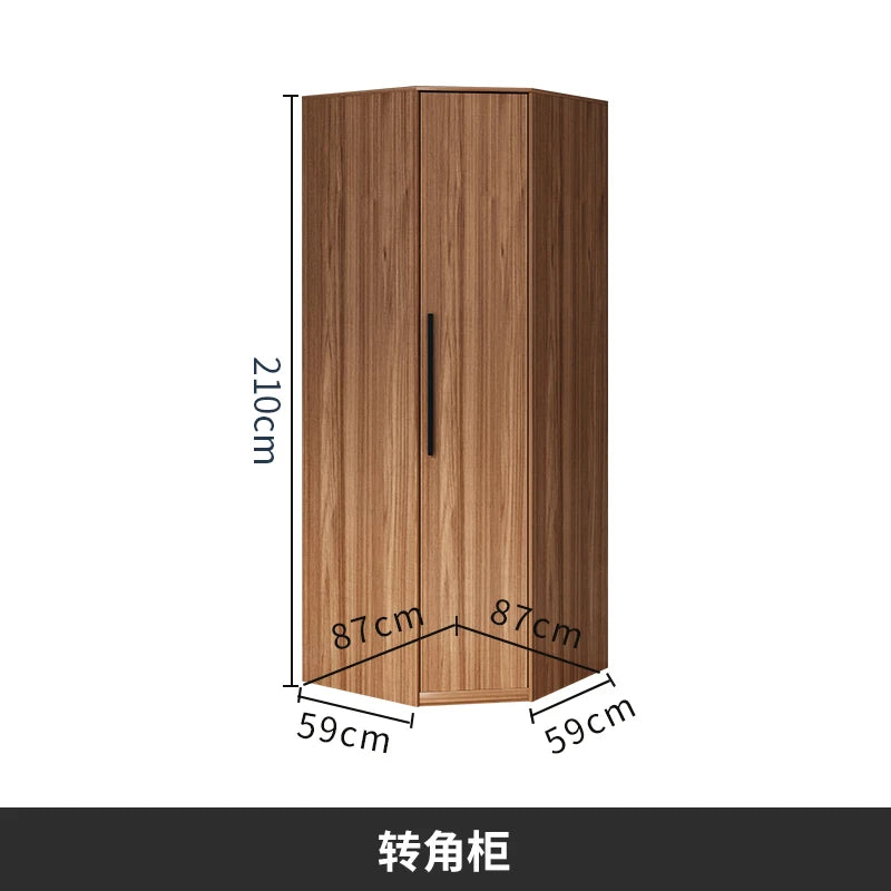 Nordic Wardrobe Bedroom Simple Glass Sliding Door Walnut Color Cabinet Sliding Door Wardrobe