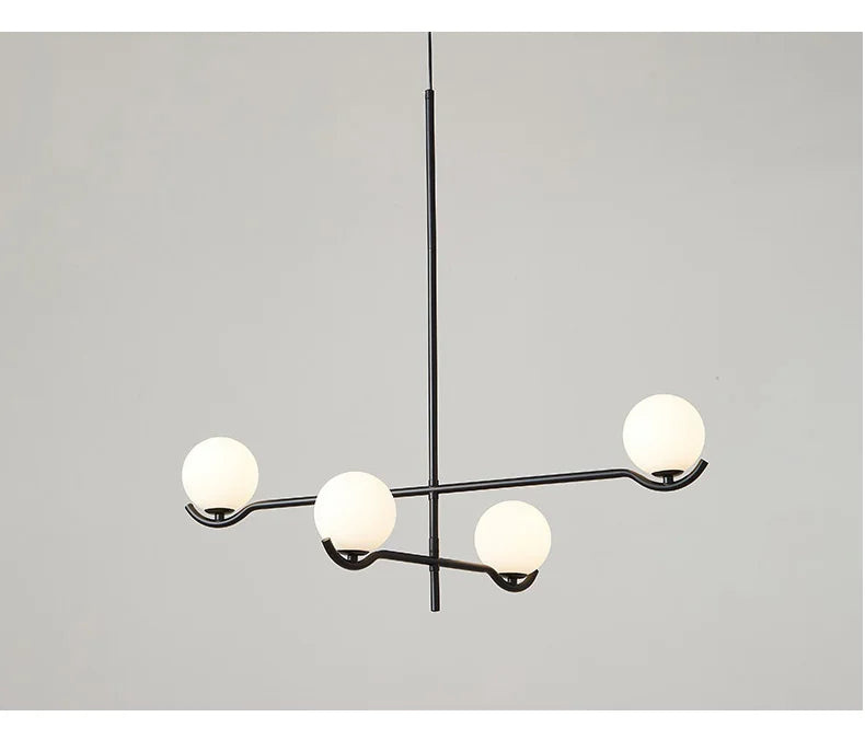 Chandelier: Modern Branching Globe Light in Black - 6 Lights