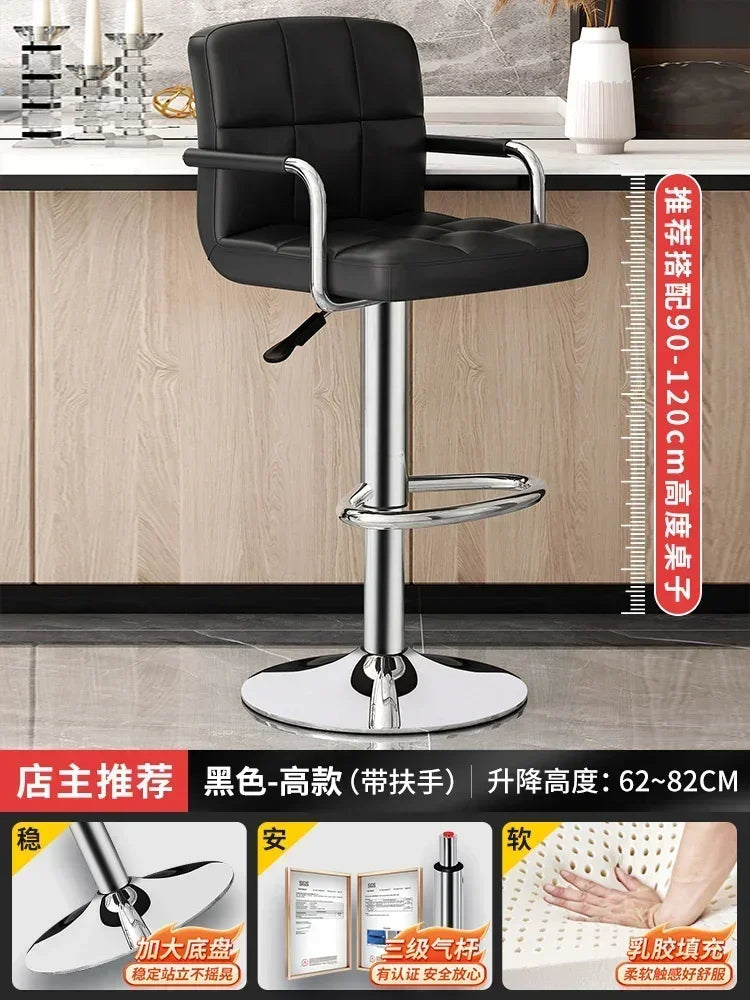 Upholstered Bar Stools 24-Inch Counter Height Stools Modern Kitchen Chairs with Metal Base PU Leather Stools