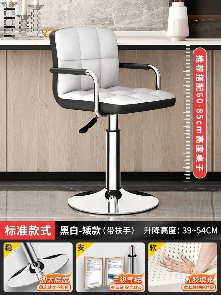 Upholstered Bar Stools 24-Inch Counter Height Stools Modern Kitchen Chairs with Metal Base PU Leather Stools