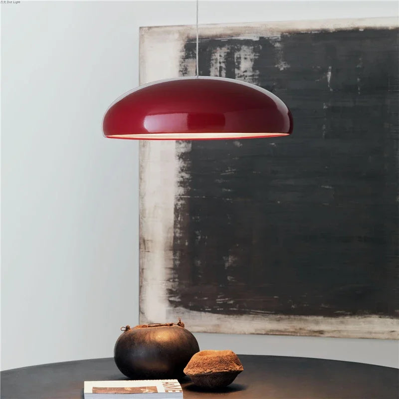 Pendant Light: Modern Dome Shade in Orange, White, Black & Deep Red