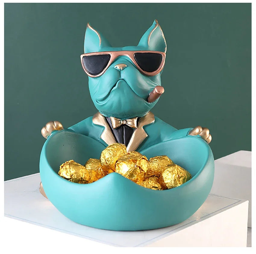 Cool Dog Figurine Storage Box - Resin Sculpture | Home Decor