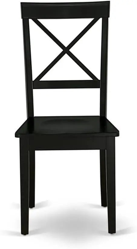 Modern Cross Back Dining Chairs, Set of 2 in Black with Solid Wood Seat for Elegant Home Decor