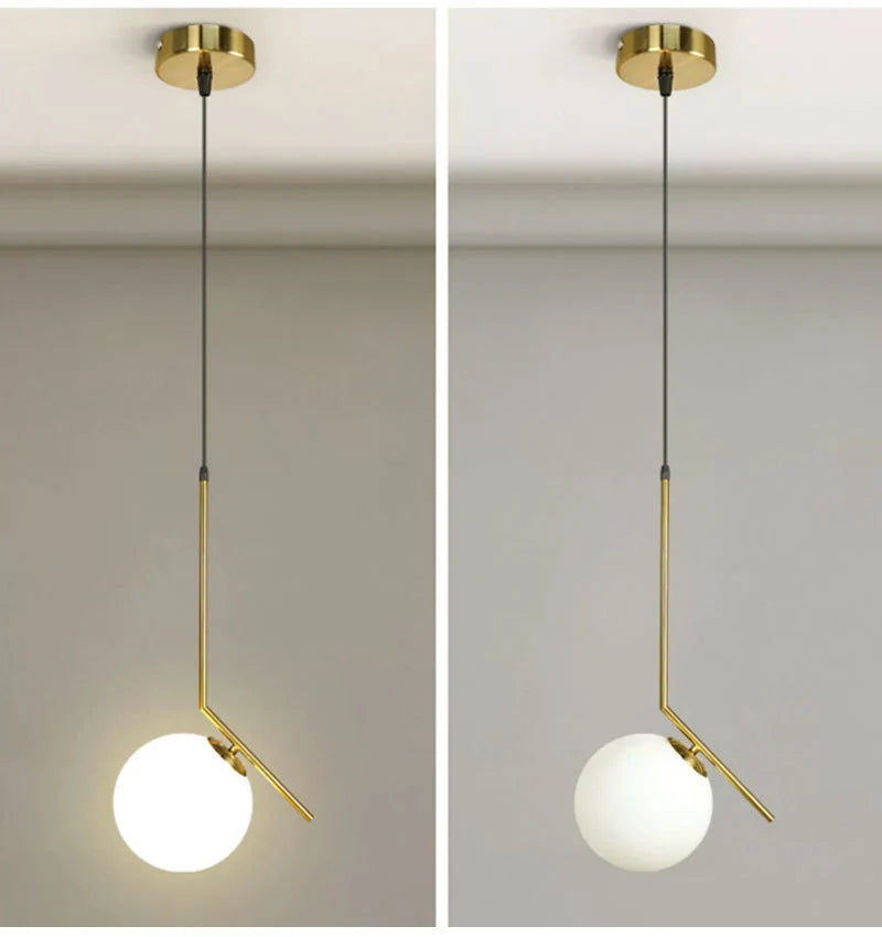 Nordic Glass Ball Pendant Lights Brass Black Hanging Lamp Modern Living Room Dining Bedroom Decor Ceiling Lighting Fixture House