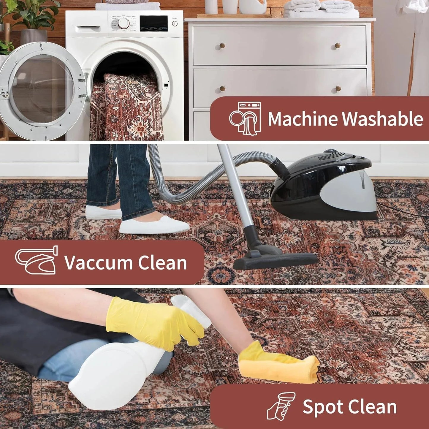 Vintage Persian Rug - Faux Cashmere Area Carpet