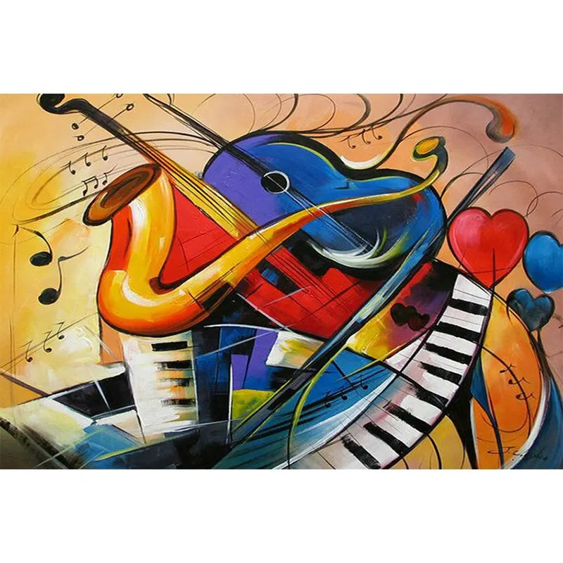 Abstract Music Guitar Canvas Painting  Wall Art Posters  Prints Cuadros Decor for Living Room No Frame  Artistic Home Decor